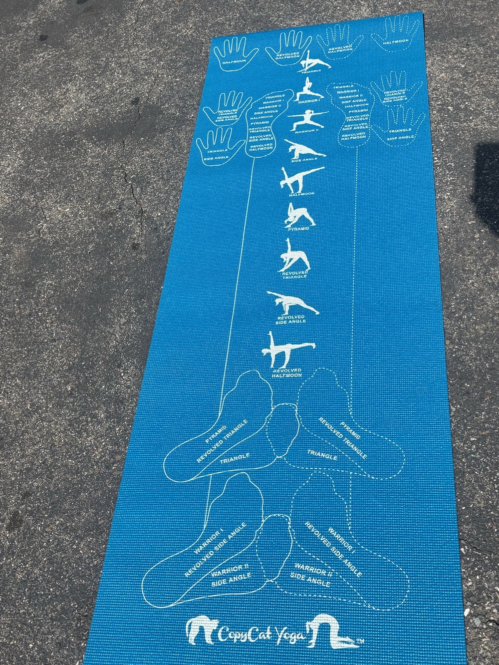 Blue Yoga Mat with Pose Alignment Prints